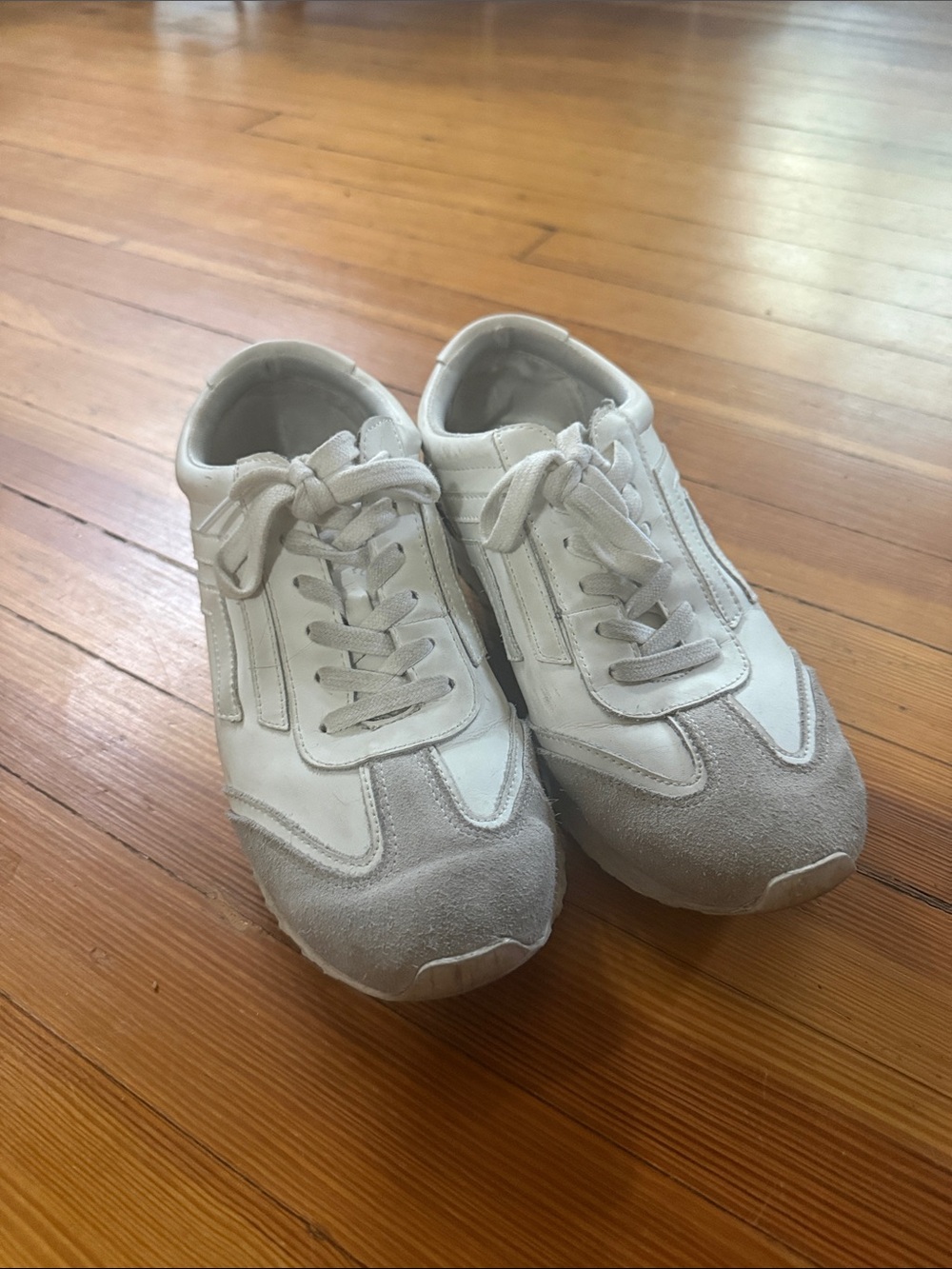 White and Light Gray Casual Sneakers